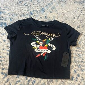 NWT Ed hardy true till death cropped graphic tee medium